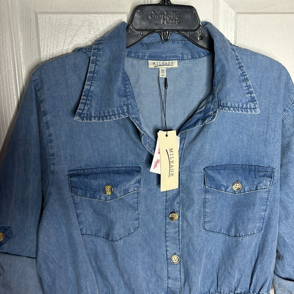 Chambray Peplum Top - Picture 2 of 10